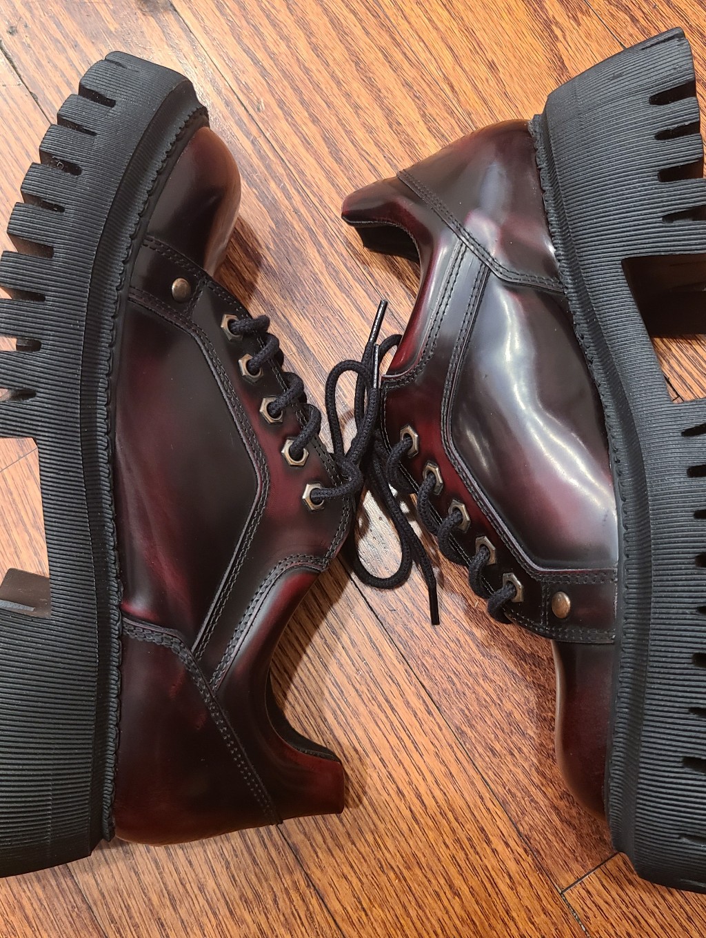 L'intervalle Sheeran Burgundy Leather Chunky Lug Sole Platform Oxfords Eu 39 — image 4 of 8